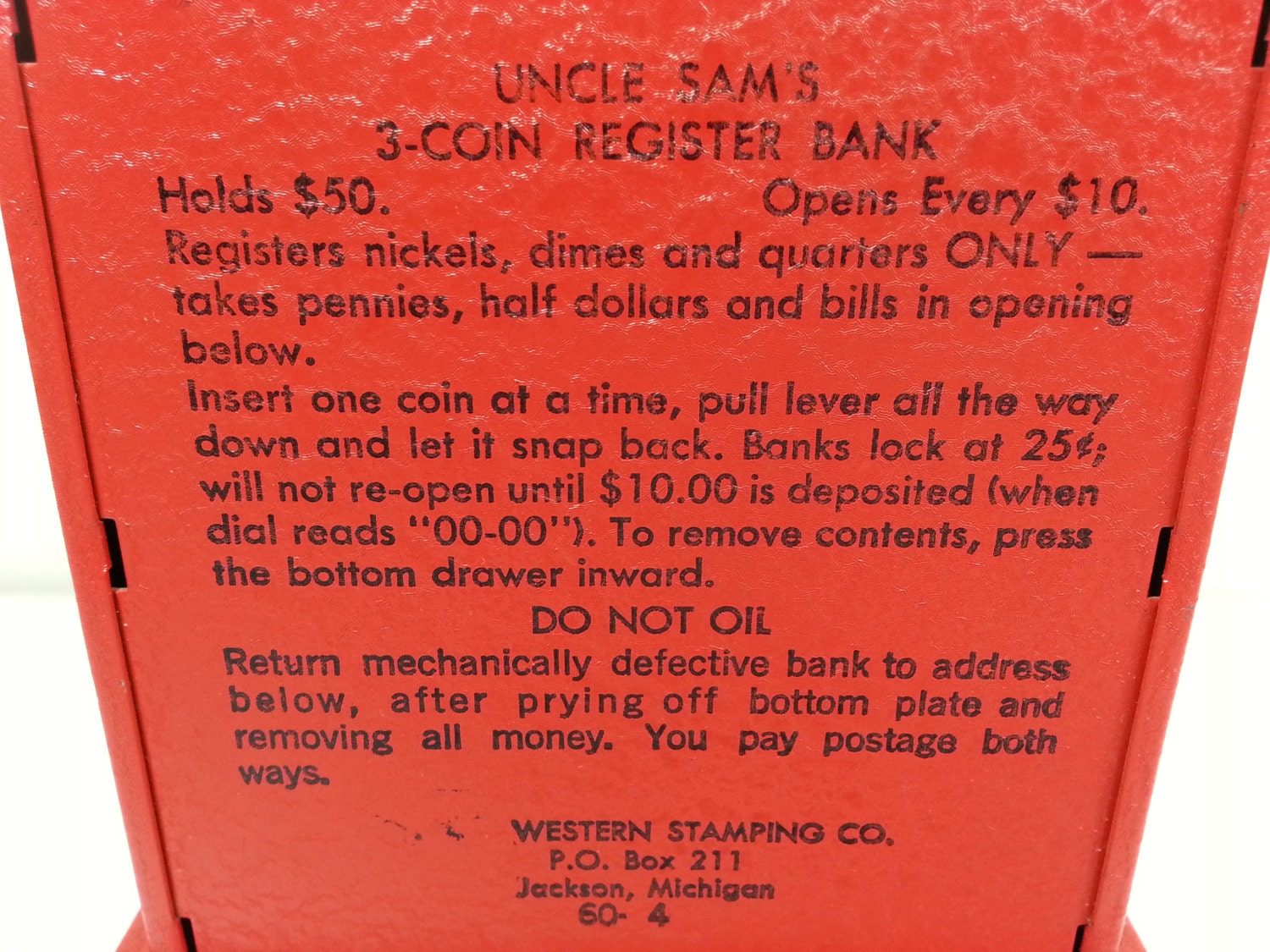 Vintage Uncle Sam's 3 Coin Register Bank