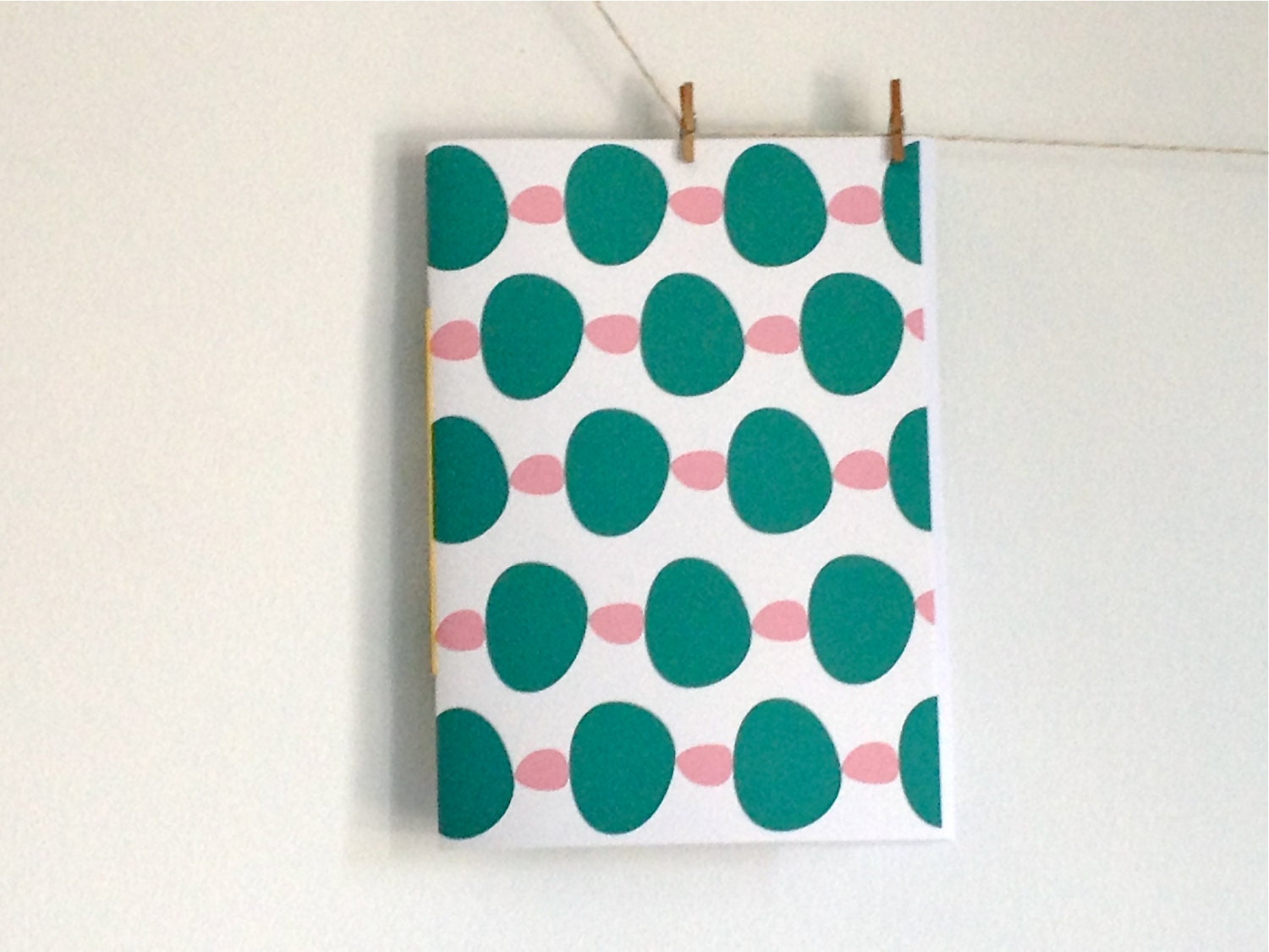 Geometric Emerald Notebook, Hand Bound Journal, Spring