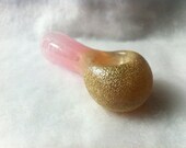 LIMITED TIME Mini Sparkly Gold and LIght Pink Glass Pipe
