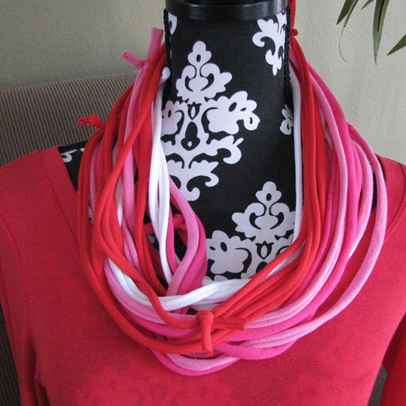 red, white and pink jersey scarf