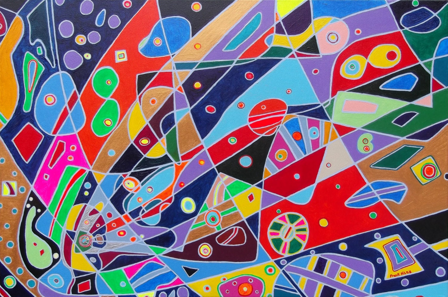 Comet - acrylic painting on canvas 36" x 24" x 1.5", abstract art, contemporary art, modern art, space art, cosmic art.