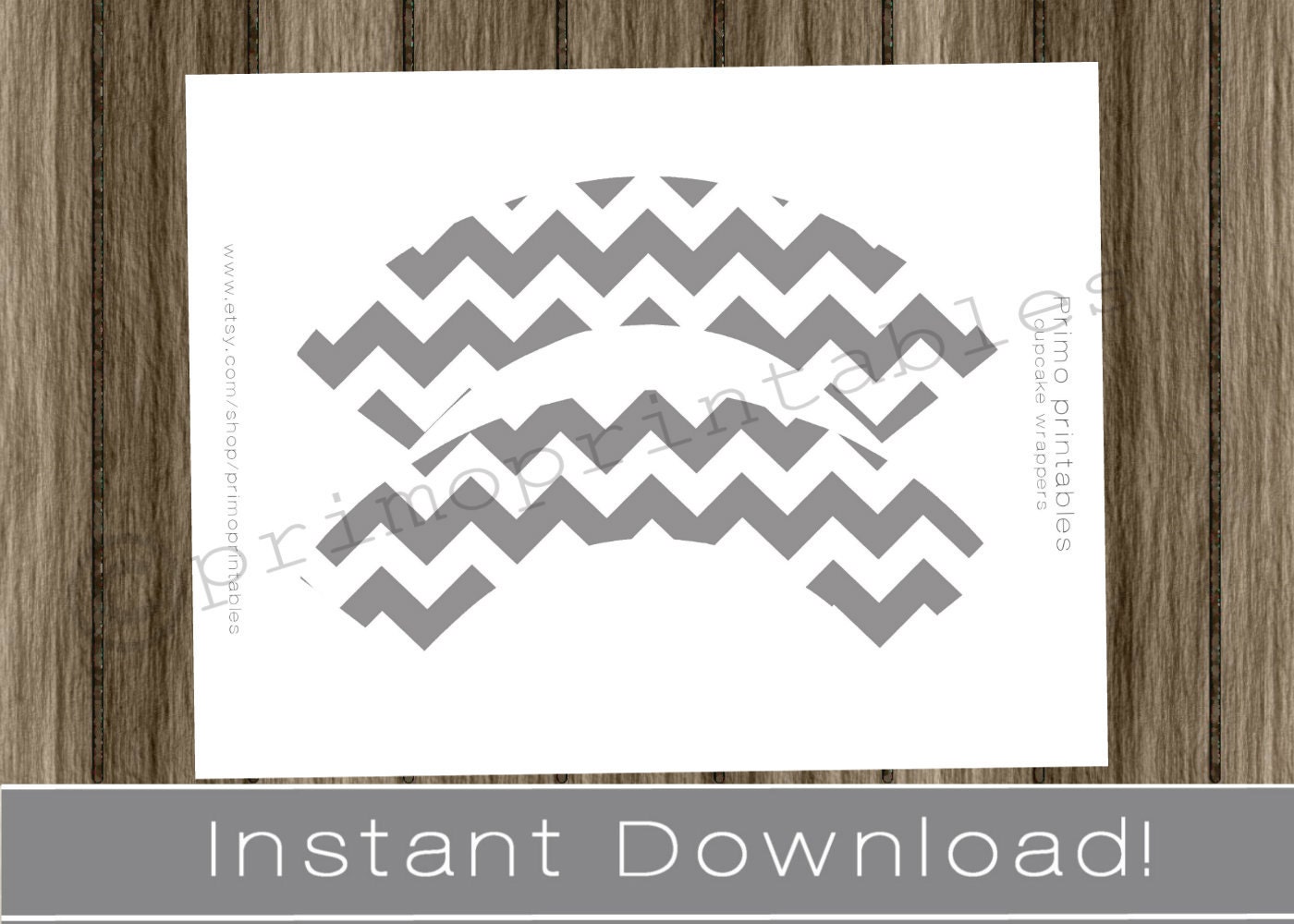 Printable cupcake wrappers INSTANT DOWNLOAD gray chevron party decor printables chevron DIY wraps Il_570xn