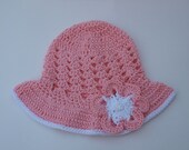 Floppy hat, pink girls hat, summer hat,sun hat, cotton hat,crochet hat, flower hat handmade by Elenis 4you