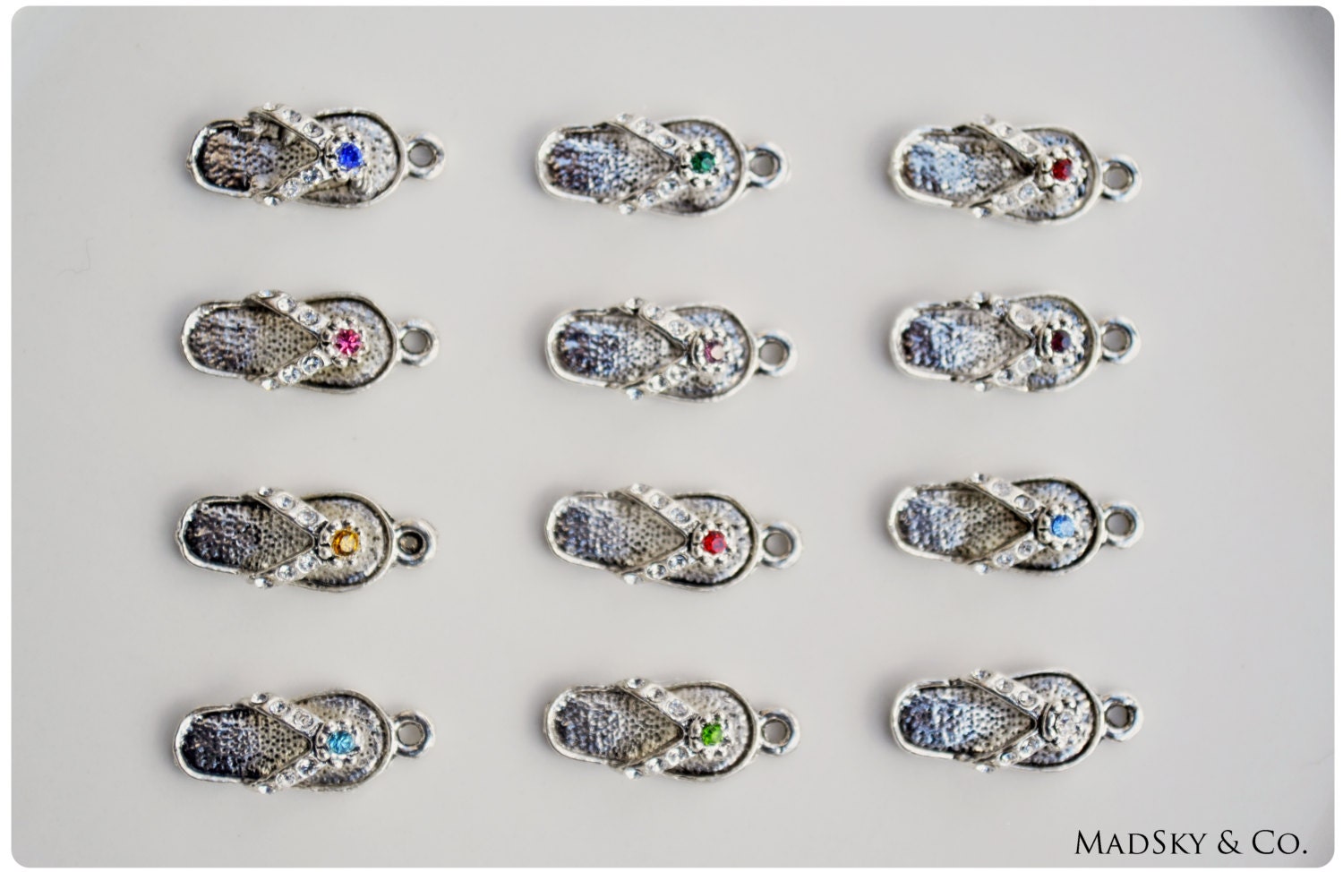 Modern Mommy Jewelry - Personalized Birthstone Flip Flop Charm - Custom Gift For Mother Grandmother Godmother Best Friends