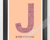 Letter J Alphabet Print - Personalized Word Art Printable - great gift, nursery art, nursery decoration