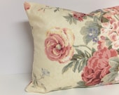 Off White Floral Pillow . Vintage Fabric . Shabby Chic Decor .  French Country Decor . 12 x 16 Off White Pillow . Housewares . Home Decor