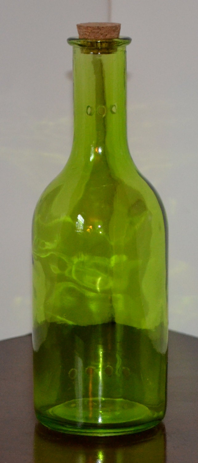 Green Glass Incense Burning Bottle