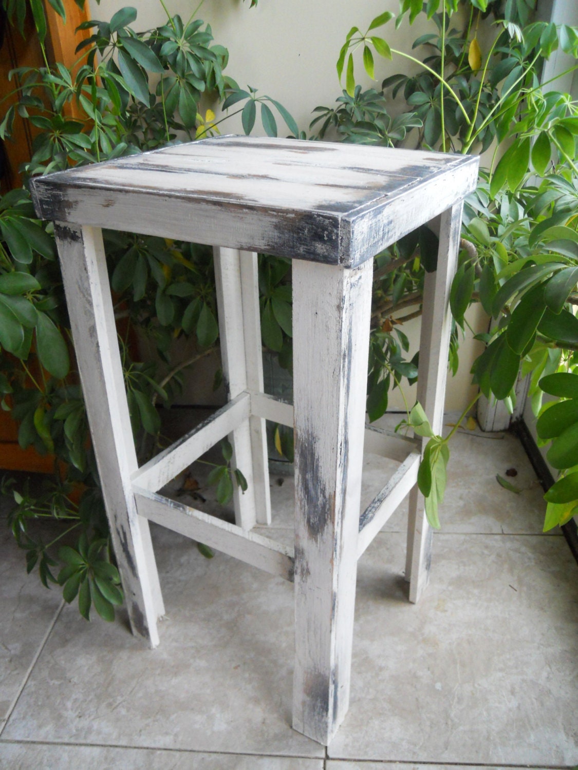Serene Village - Rustic Distressed Wooden Table, Plant Stand, Country Cottage, Shabby Chic, Boho, Shabby Chic