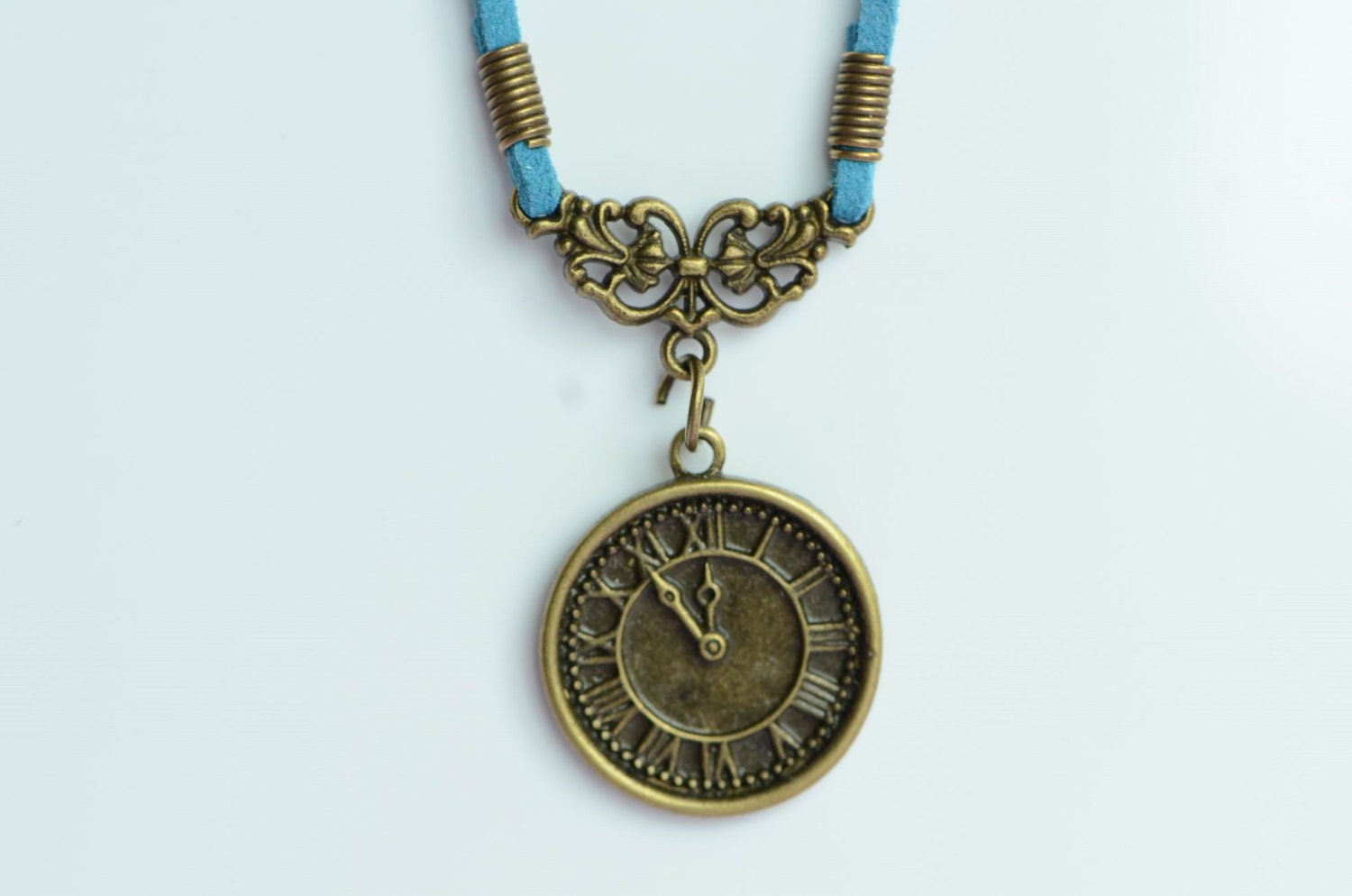 vintage style  leather necklace , watch clock antique bronze charms necklace , multicolor optional leather bracelet , unisex bracelet