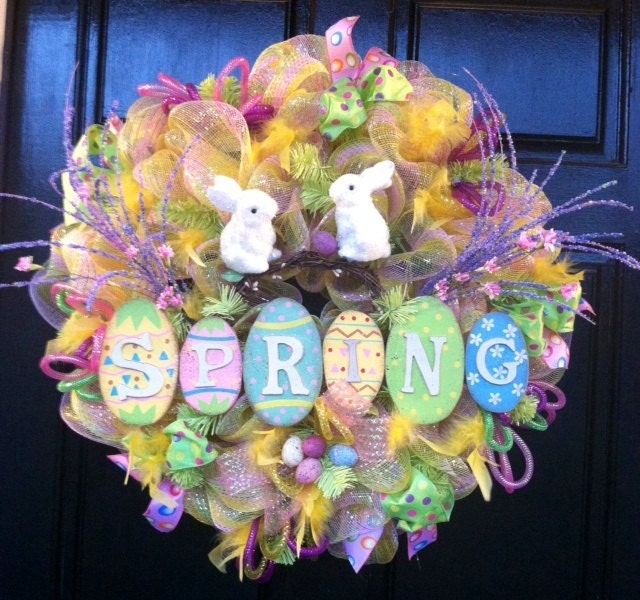 Spring Deco Mesh, Easter Deco Mesh Wreath, Spring Colors