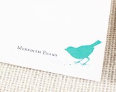 Personalized Notecard Set - Bird Eating Seeds - Set of 12 Flat Personalized Stationery / Stationary Cards - Choose your color