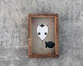 Spring - precious - kids - original mixed media art - bunny art - 3D collage on wallpaper - wall decor - personalized character art - OOAK