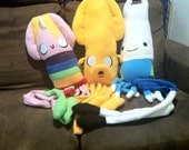 4ft Long Adventure Time plush squid, Finn, Jake, Lady Rainicorn