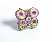 Butterfly textile ring - adjustable ring - made to order - HanhmadebyUkropova