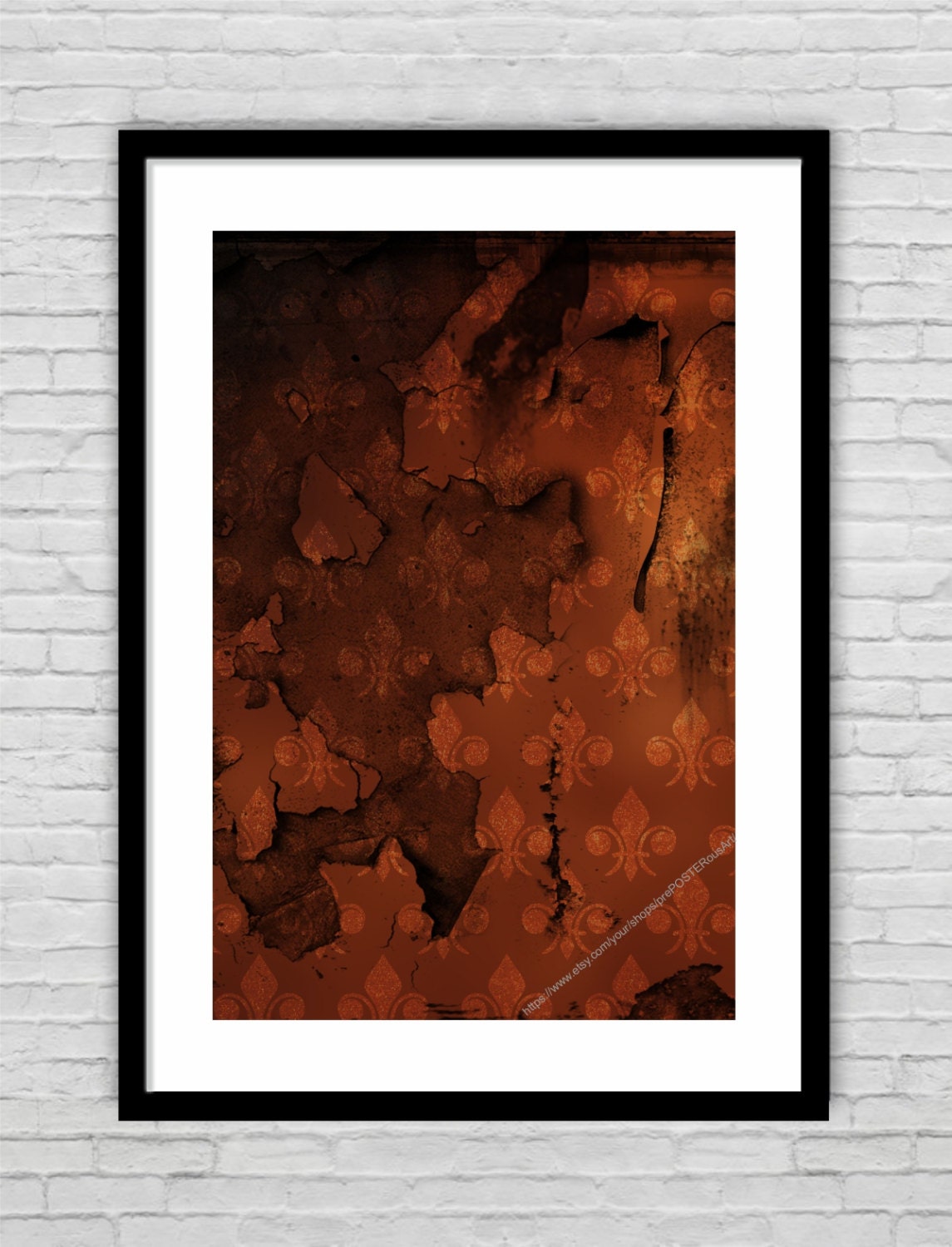 The HOLE in the WALL / Photographic Art / 13"x19" (330x483mm) Art Poster Print / Victorian Wall Paper / Nostalgic / Brown