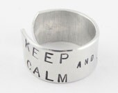 Keep Calm and Express Yourself Ring - Adjustable Aluminum Ring - Handstamped Unisex Ring
