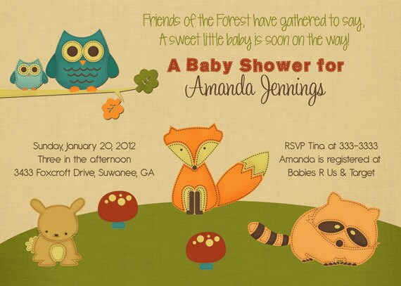 Woodland Forest Friends Baby Shower Invitation - Printable Il_570xn