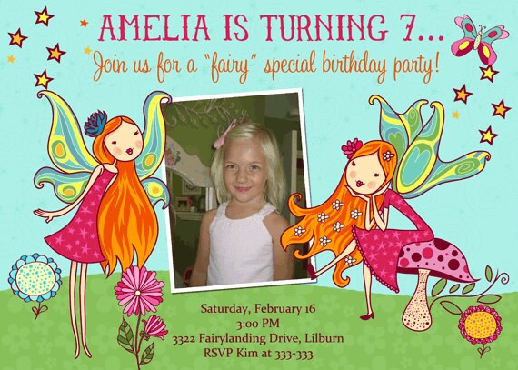 Bright Fairy Garden Party Birthday Party Invitation - Printable Il_570xn