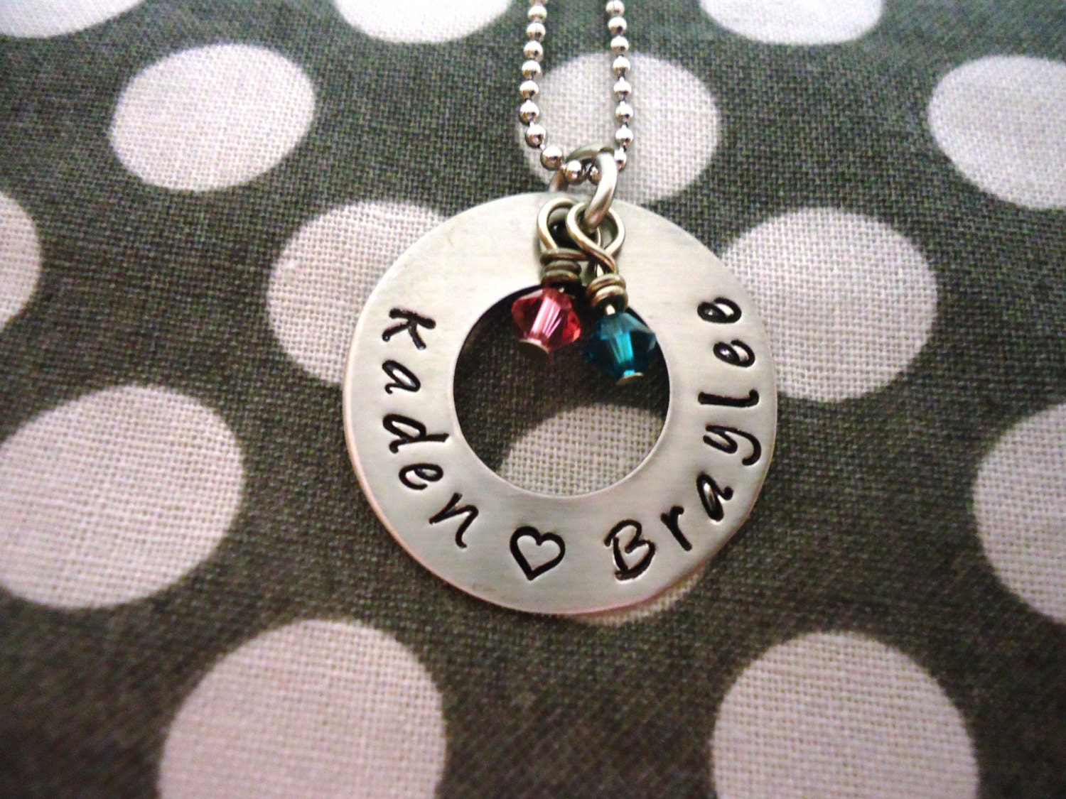 Personalized Necklace with Birth Stones - Hand Stamped Stainless Steel SHIPPED in 10-14 Days SHIPPING TIME 3-5 Days