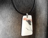 Porcelain& Sterling silver necklace  Black White and Red  Ceramic jewelry.  Handmade jewelry .
