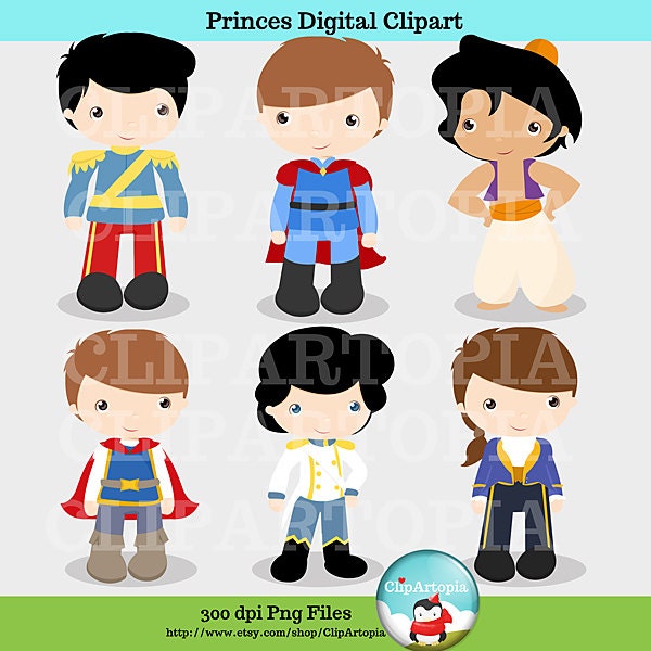 Princes Digital Clipart / Fairytale Princes, Cute Princes Digital Clipart For Personal and Commercial use/ INSTANT DOWNLOAD Il_170x135