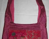 Indian hand embroidered beads work sadhu shoulder bag purse ethnic vintage color pink