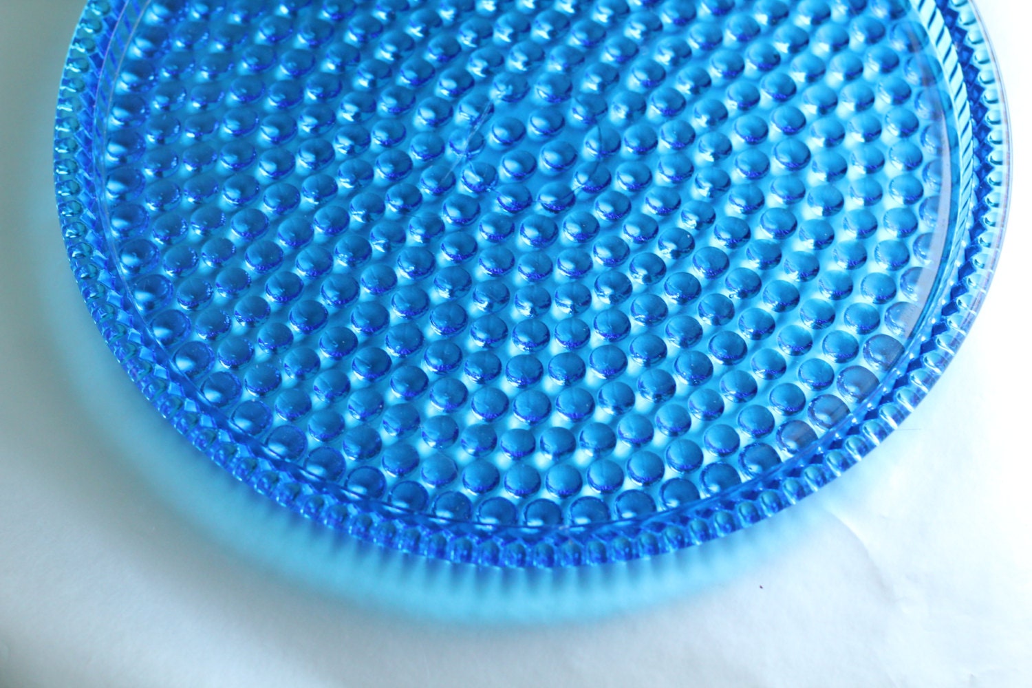 Cake Plate / Cake Stand / Vintage CakePlate / Glass Cake Platter / Cake Dish / Blue Vintage Tray