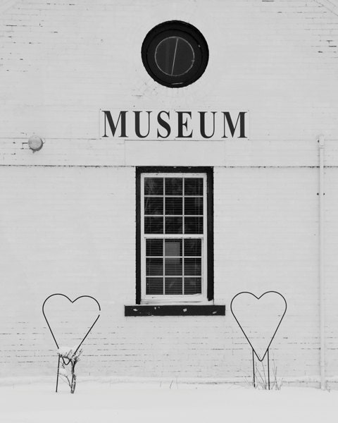 From Museum With Love, 8x10 photo print - black and white photography heart shapes winter love Valentine's Day 8x10 11x14 art home decor