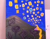 Disney Tangled Rapunzel Lanterns inspired 24 x 36 Canvas Painting