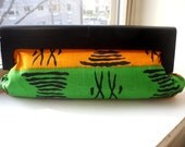 African fabric /Clutch Purse/ Wood frame
