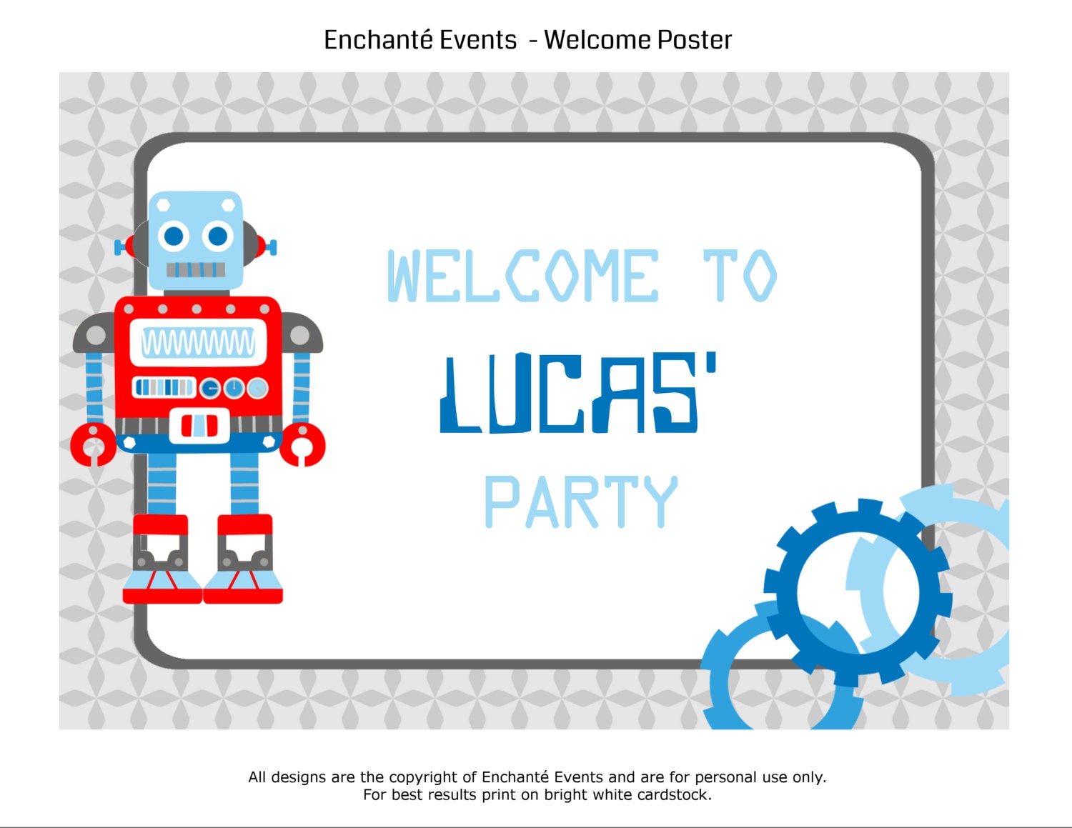 PRINTABLE Robot Custom Party Sign Il_570xn
