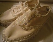 WEDDING, bridal shoes, Sneakers, with ribbon and lace - size 9 - NEW