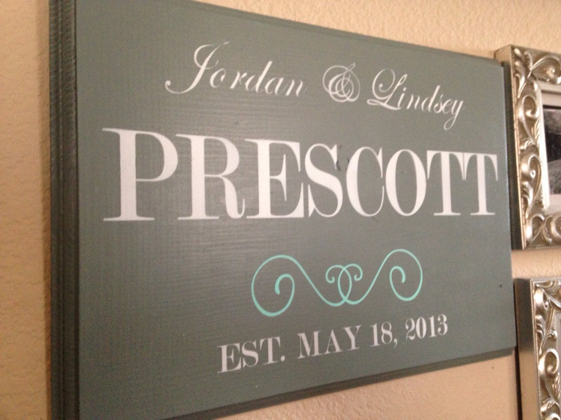 Personalized Family Name Sign, Customized Family  Name Sign, housewarming gift, established sign, bridal gift