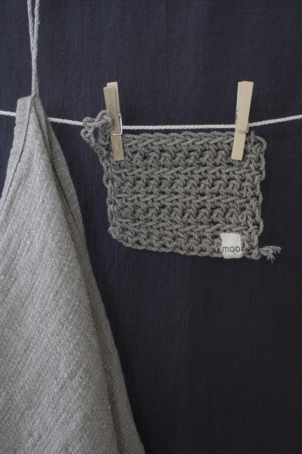 SPA  set of  Linen Bath Towel with french lace and Handcrochet   massages Scrubb by mooshop