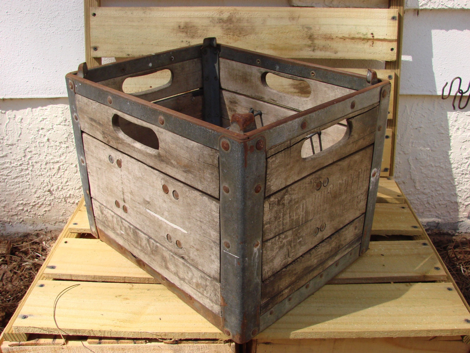 Vintage Wood Milk Crate