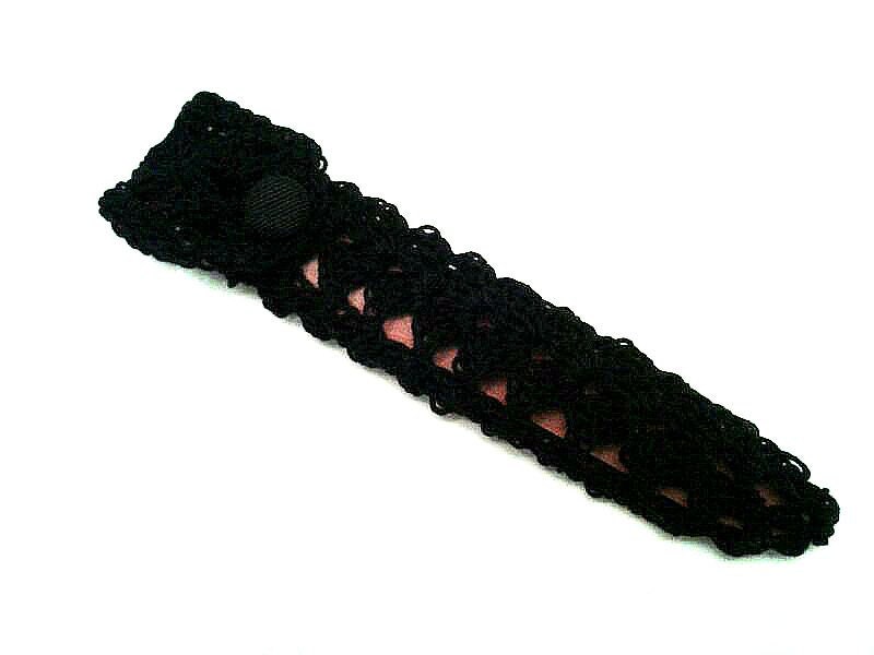 Nail File Holder, Emery Board Case, Black Crochet Lace Lipstick Case, Nail File Pouch Bag Gift by Knit Blossom