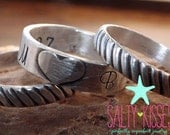Twisted Love - Sterling Silver stacking ring set of 3 - custom made in your size, personalized hand stamped initials heart secret message