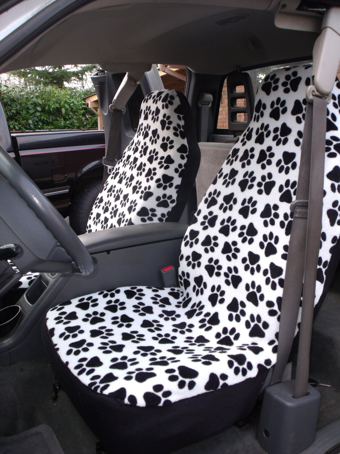 1 Set Black and White Paw Custom Made Car Seat Covers