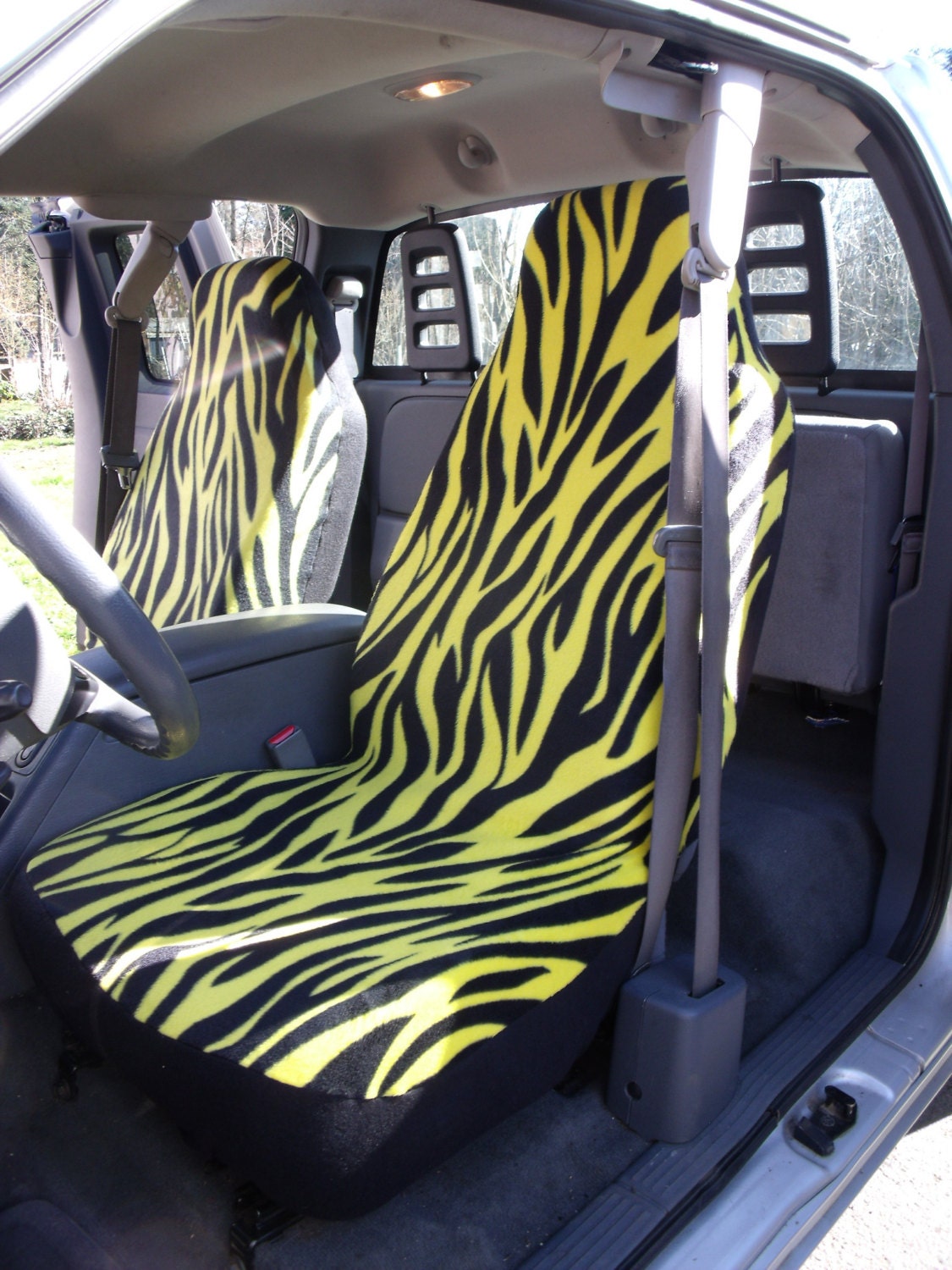 1 set of Yellow Strips Zebra Custom Made Car Seat Covers