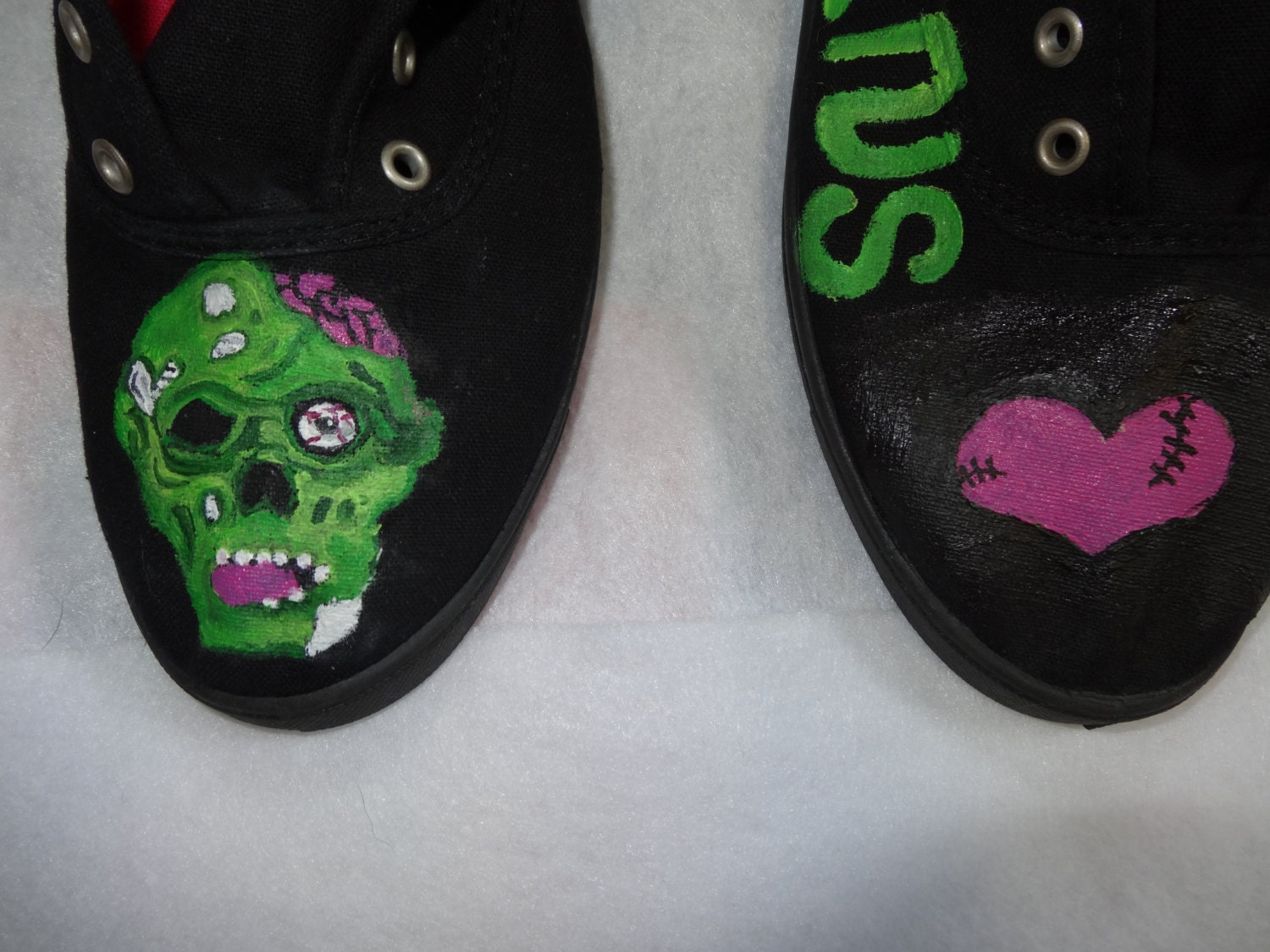 Size 9 hand painted zombie shoes