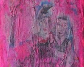 Abstract on canvas 7,87x7,87" original painting mixed media