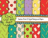 Teachers Rock Digital Background Papers, Backgrounds for Invitations, Web Design, Stationery, Card Design Il_170x135