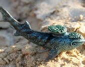 Prehistoric Fish Shark Stethacanthus Figurine Fantasy Skulpture Guardian Spirit Amulet Shamanic Native