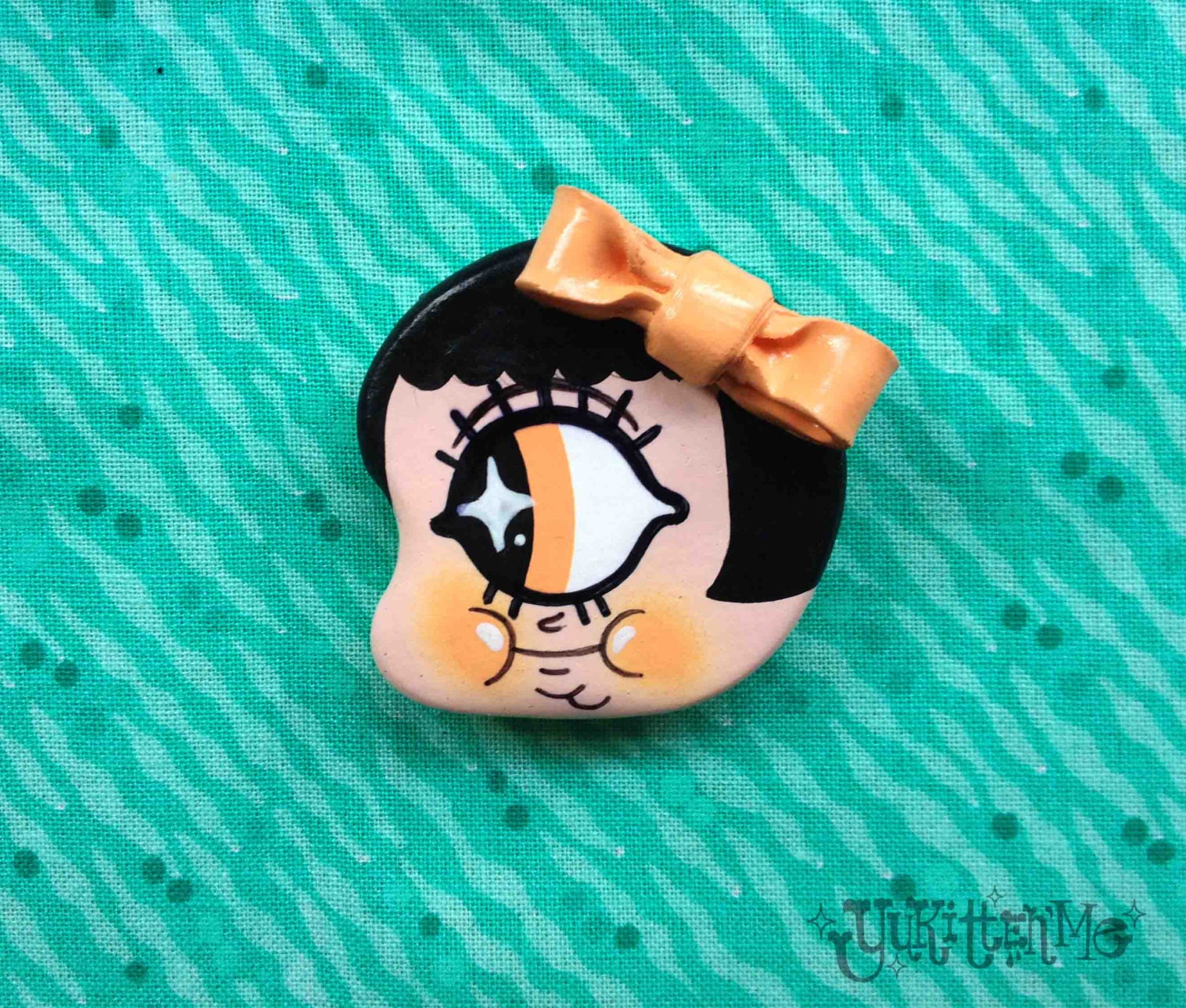 Cyclop Girl Polymer Clay Brooch
