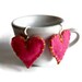 fuchsia heart earrings of felt fabric