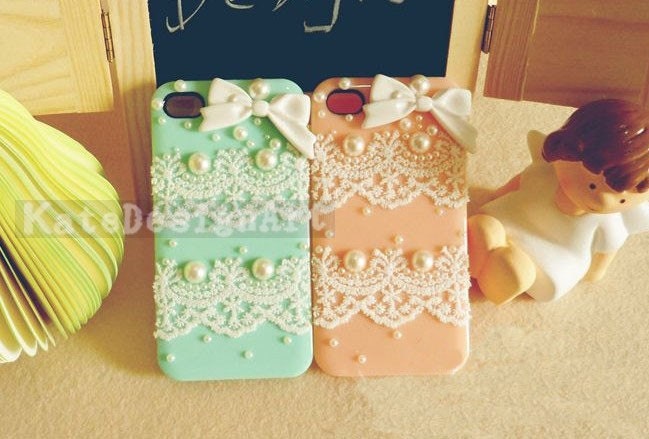 Buy cute gifts for girlfriends - bowknot lace iphone 4s case,cute iphone 5 cases, handmade unique iphone 4 case girlfriends gifts