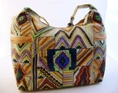 Custom Hand Made and Painted Designer 100% supple leather womans fashion south western southwestern aztec shoulder bag purse hand bag