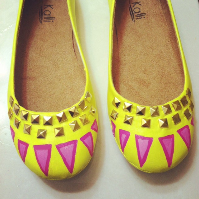 Yellow Studded Flats