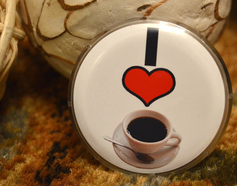Funny Pinback Button - I Heart Coffee - Hilarious Funny Humor Novelty Button Accessories