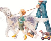Walking My Puppy - limited edition print